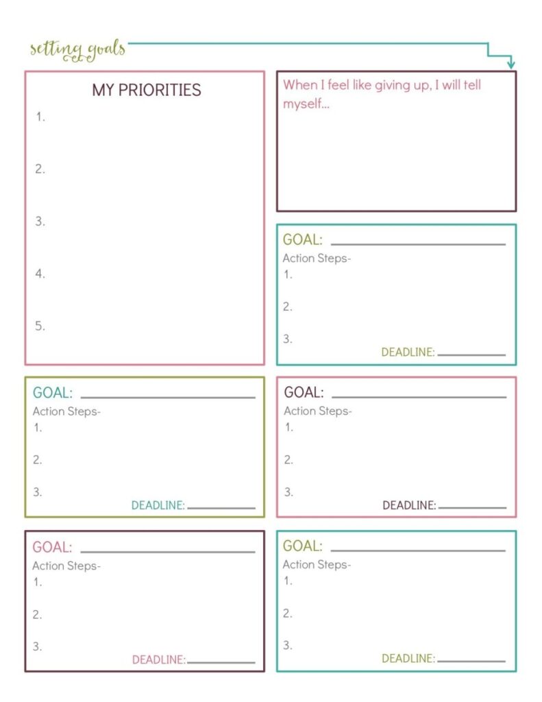 Free Printable Smart Goals Worksheet