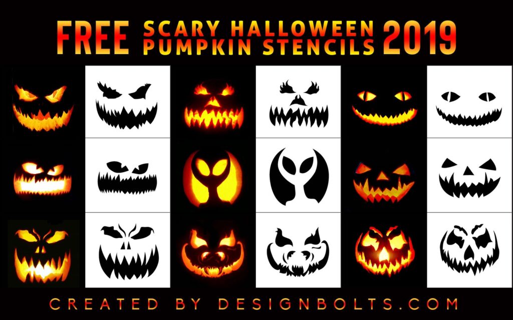 10 Free Scary Halloween Pumpkin Carving Stencils Faces Templates Patterns Ideas 2019 Designbolts