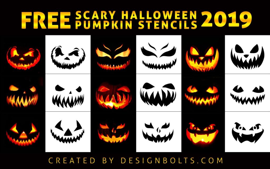 10 Free Scary Halloween Pumpkin Carving Stencils Printable Patterns Ideas 2019 Download Templates Designbolts