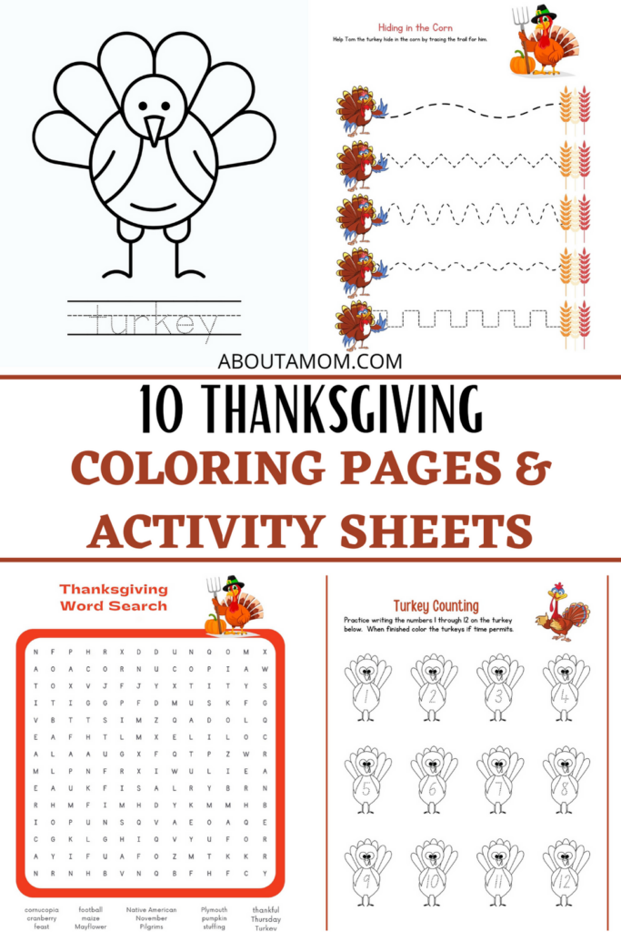 10 Free Thanksgiving Coloring Pages Activity Sheets About A Mom