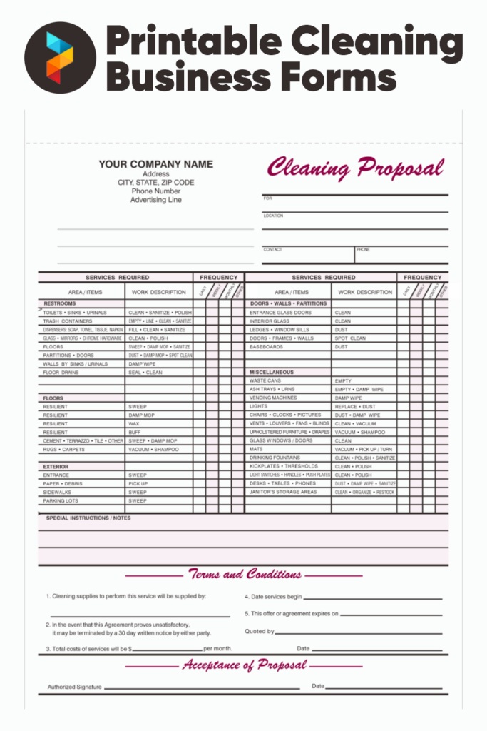Printable Free Cleaning Proposal Template