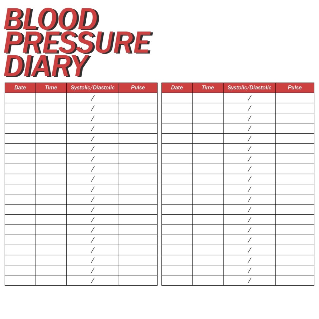 Free Printable Blood Pressure Log Sheets Free Printable Templates