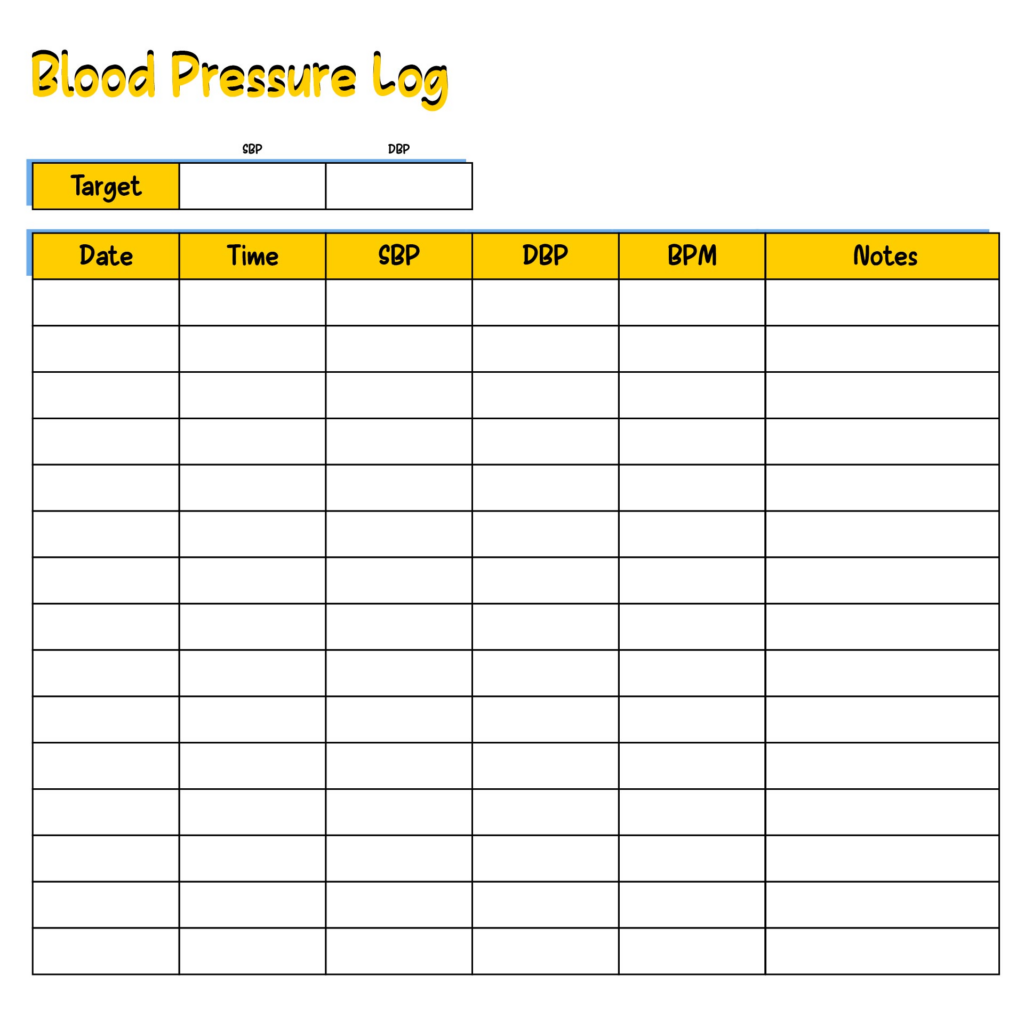 Free Printable Blood Pressure Log Sheet
