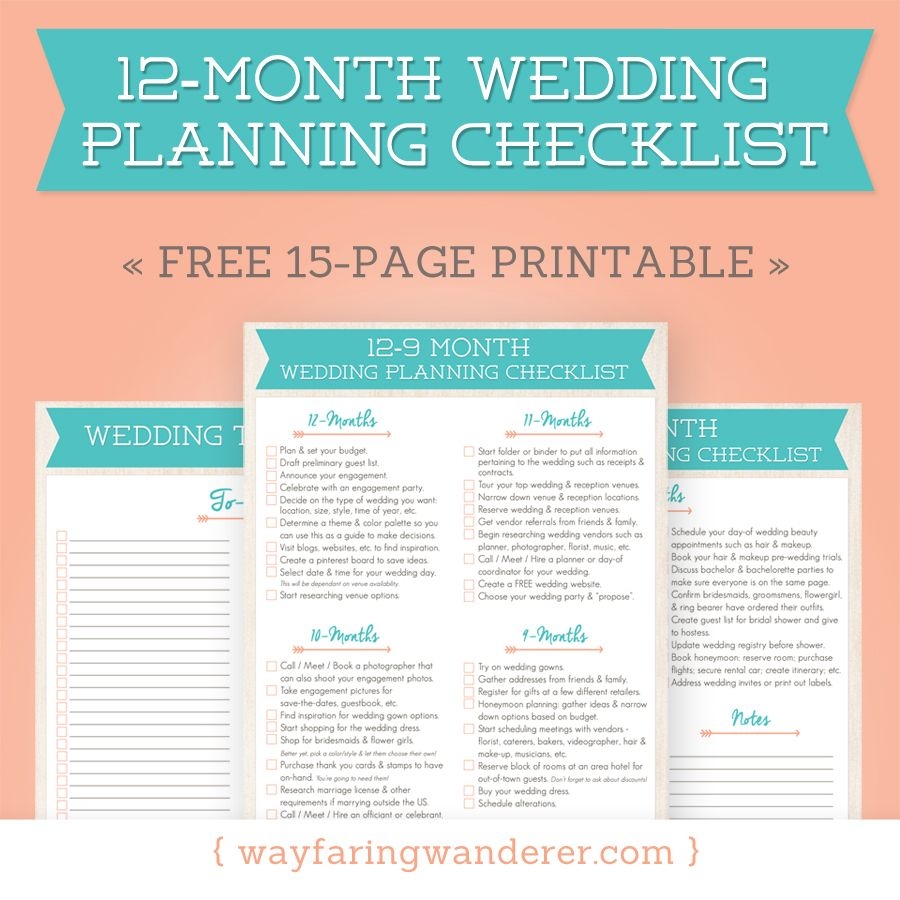 12 Month Wedding Planning Checklist Free Timeline Printable PDF Wedding Planning Checklist Printable Wedding Planner Checklist Wedding Planning Checklist Free Printable