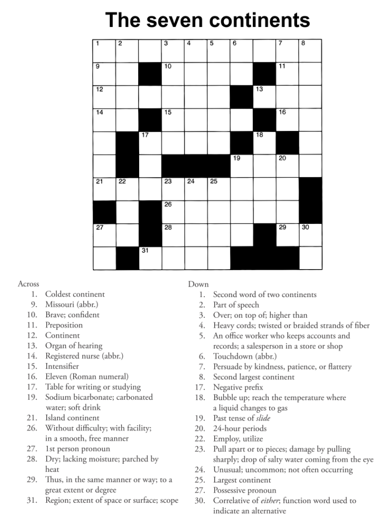 13 Best Printable Crosswords For Adults Printablee