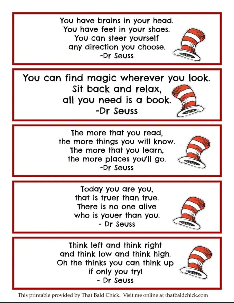 13 Dr Seuss Printables Free Bookmarks That Bald Chick 