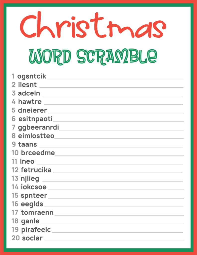 Free Printable Christmas Word Scramble Games - Free Printable Templates