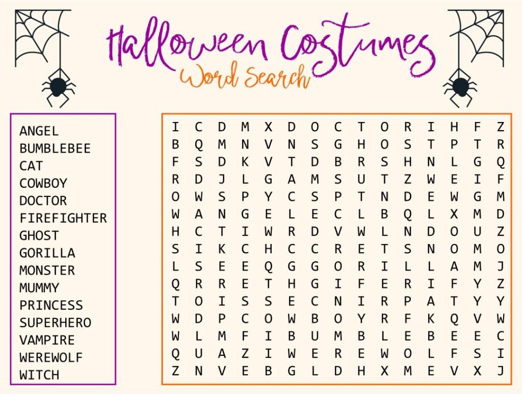 Free Printable Halloween Word Search