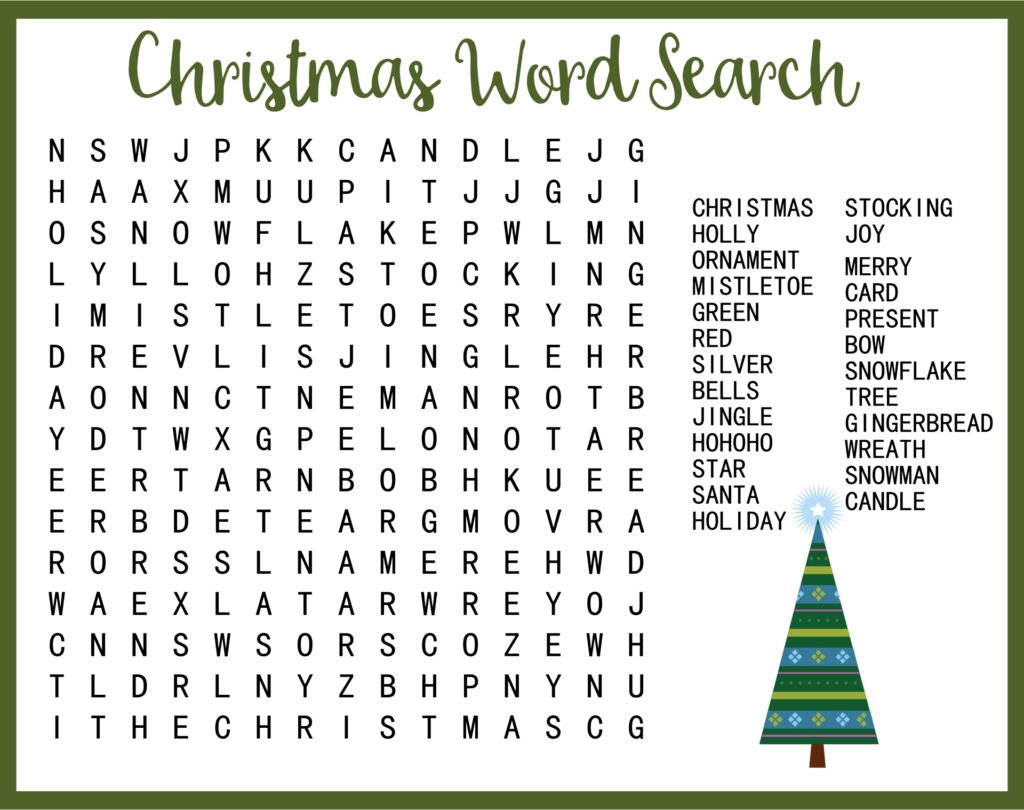 Free Christmas Printable Word Search