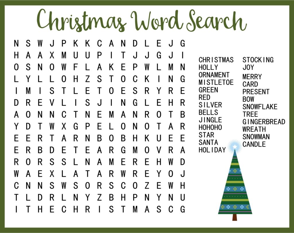 Christmas Word Search Printable Free