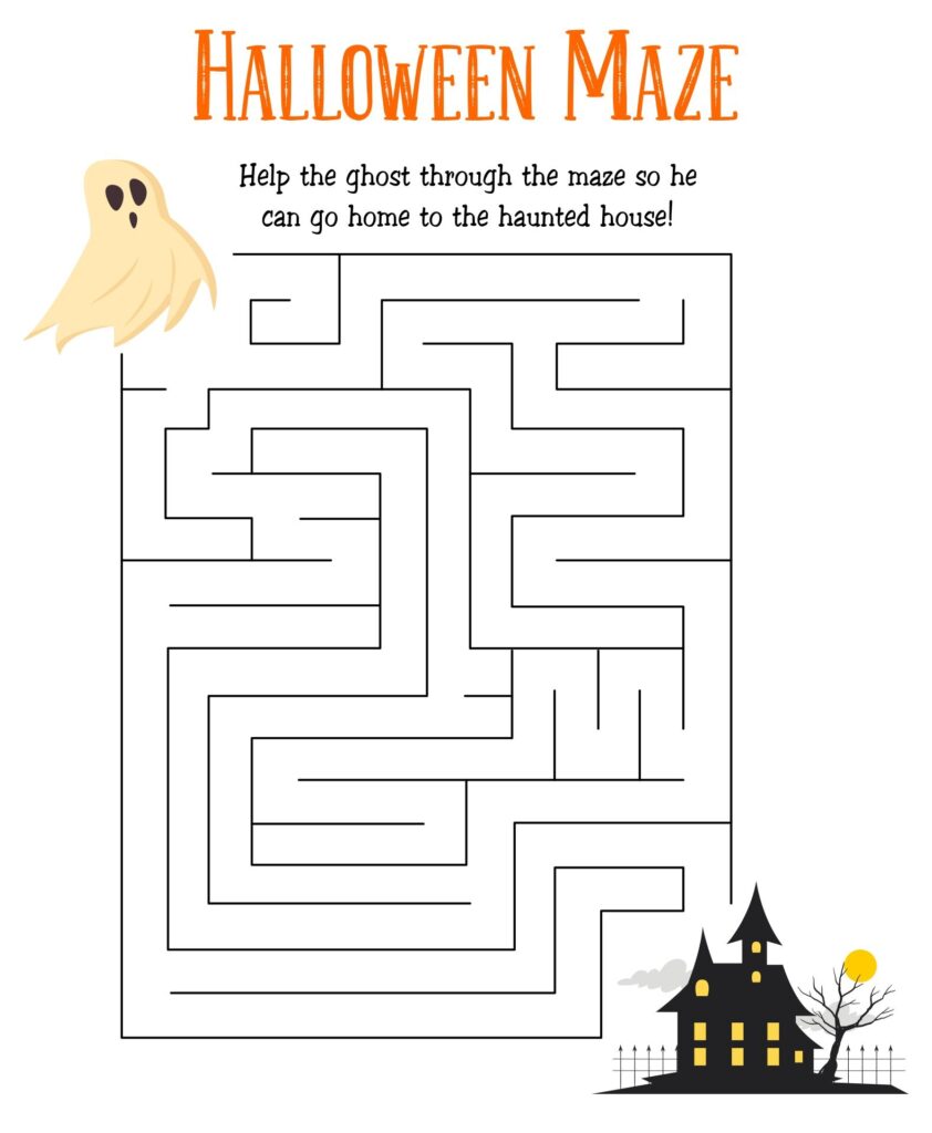 15 Best Scary Halloween Mazes Printable Printablee