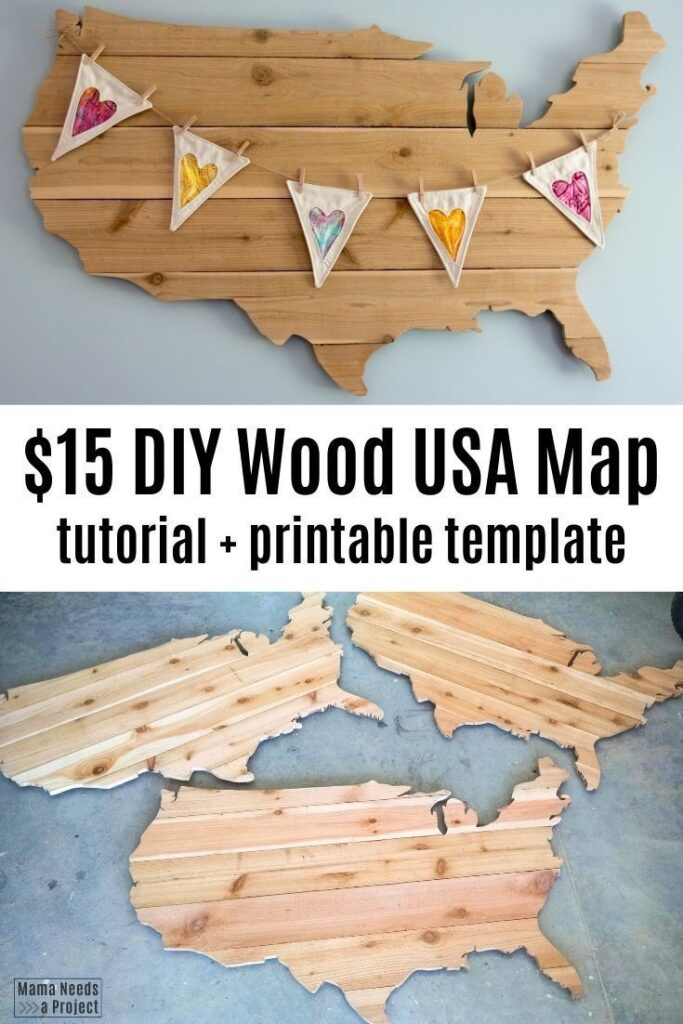  15 DIY Wood USA Map DIY HowToBuildAFence HowToBuildAFencediy Map USA Wood Wood Diy Printable Woodworking Plans Woodworking Tutorials