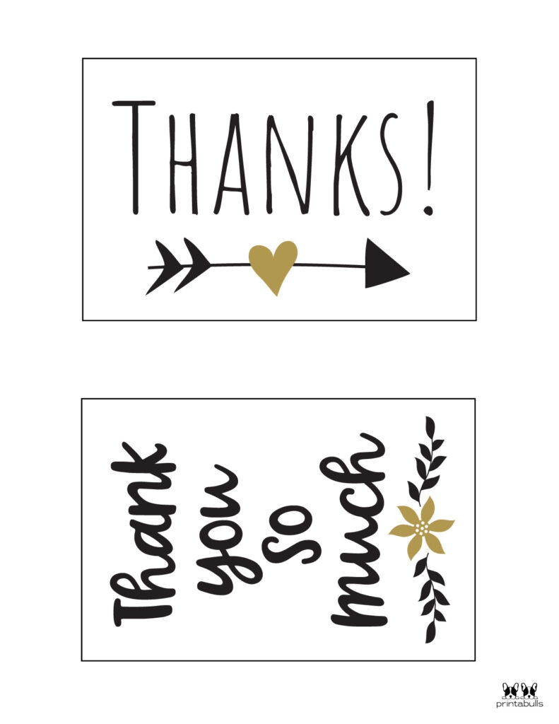 Foldable Free Printable Thank You Cards Black And White