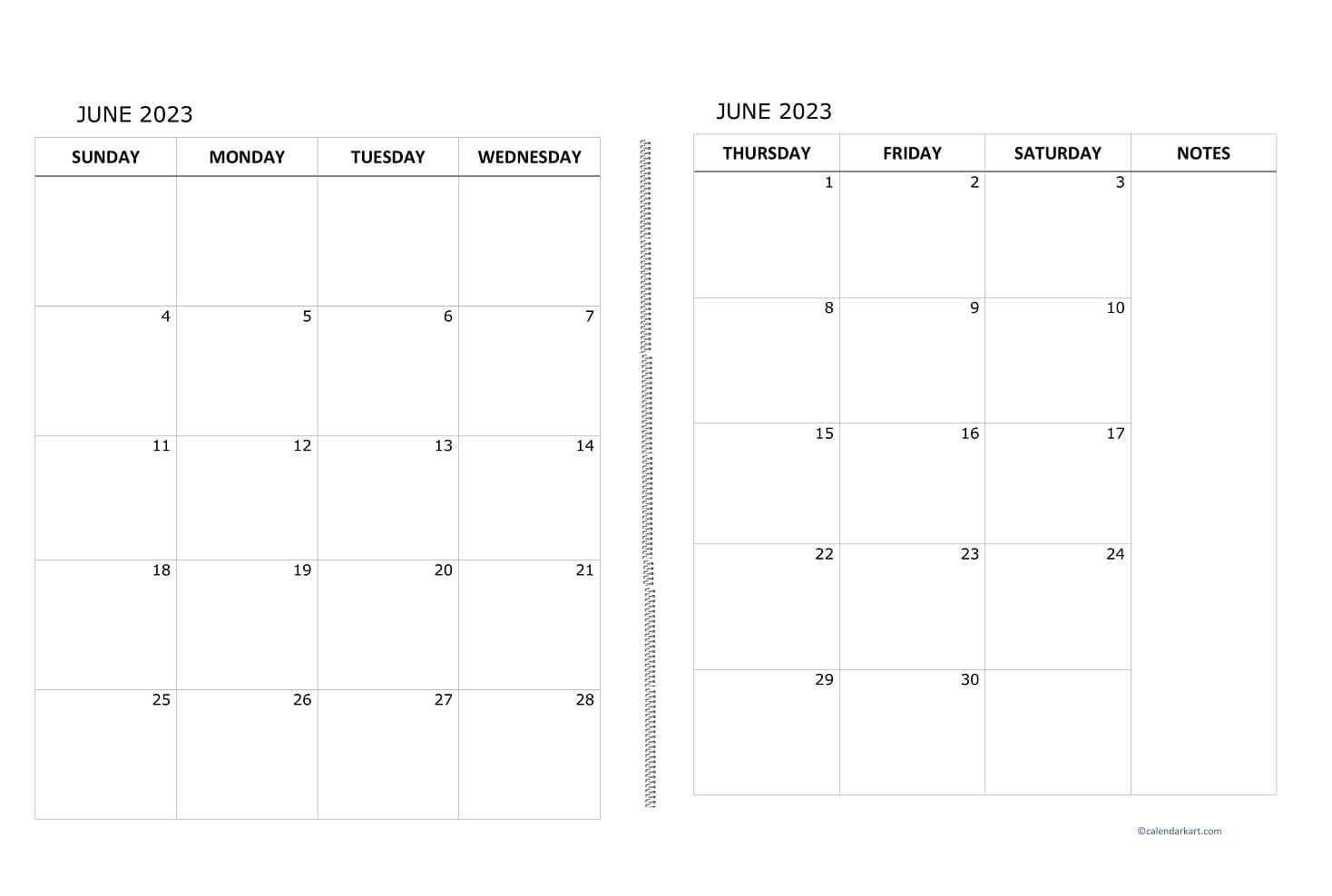 2 Page Monthly Calendar Printable Free 2023