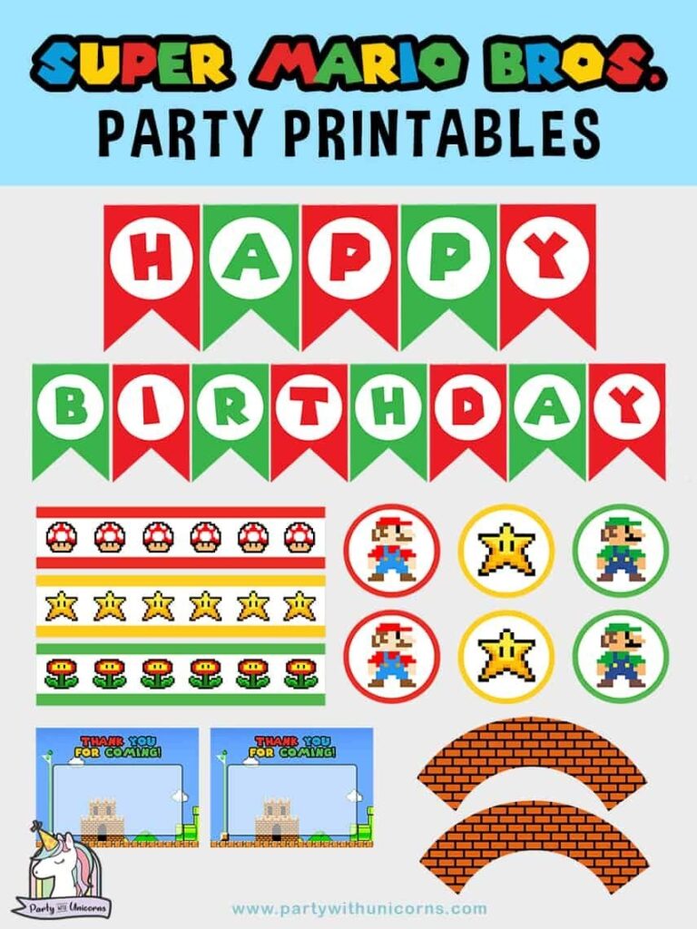 20 Awesome Super Mario Party Ideas With Free Super Mario Party Printables Party With Unicorns Super Mario Bros Birthday Party Super Mario Birthday Party Mario Bros Birthday