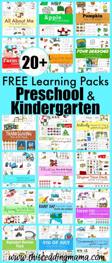 20 FREE Learning Packs For Preschool And Kindergarten