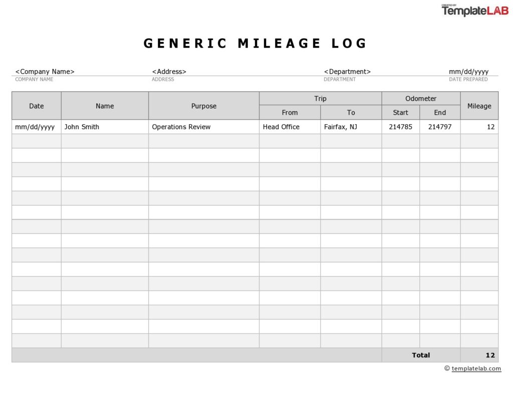 20 Printable Mileage Log Templates Free TemplateLab