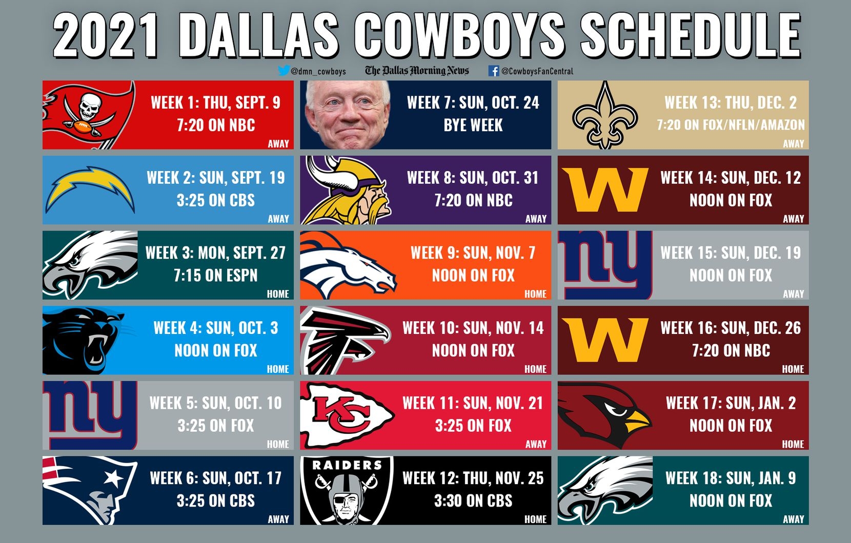 Printable Dallas Cowboys Schedule