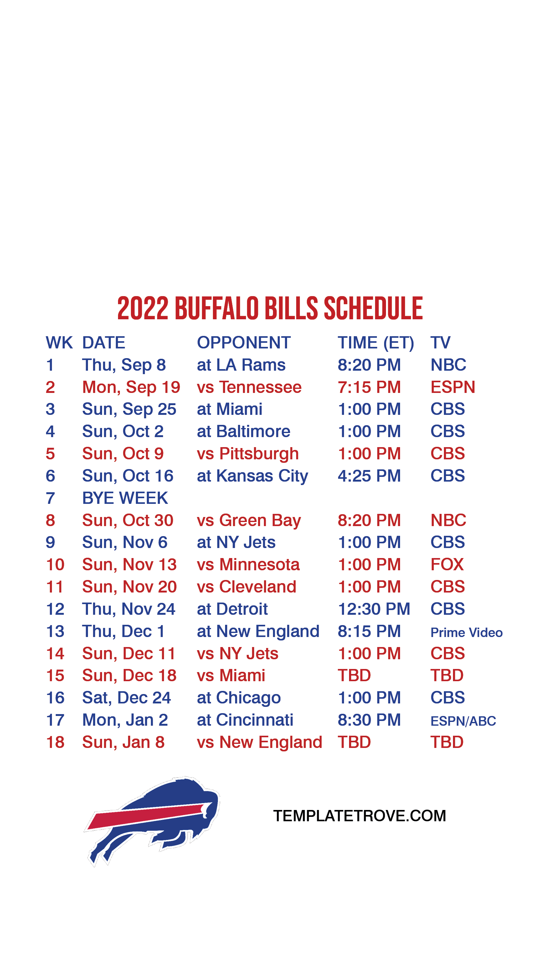 2022 2023 Buffalo Bills Lock Screen Schedule For IPhone 6 7 8 Plus