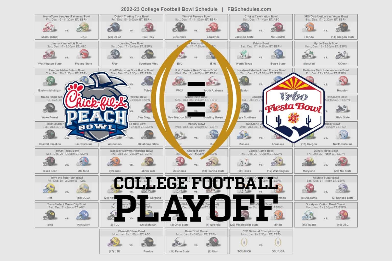 Printable Bowl Game Schedule