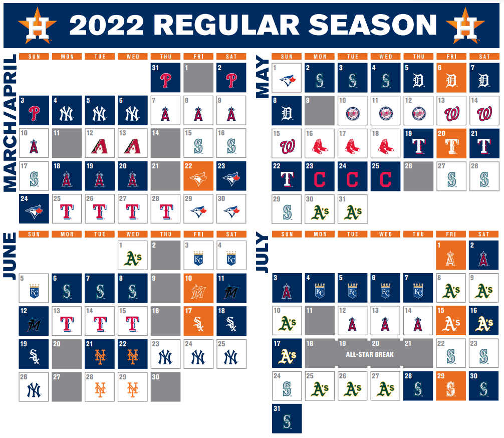 2022 Houston Astros Schedule