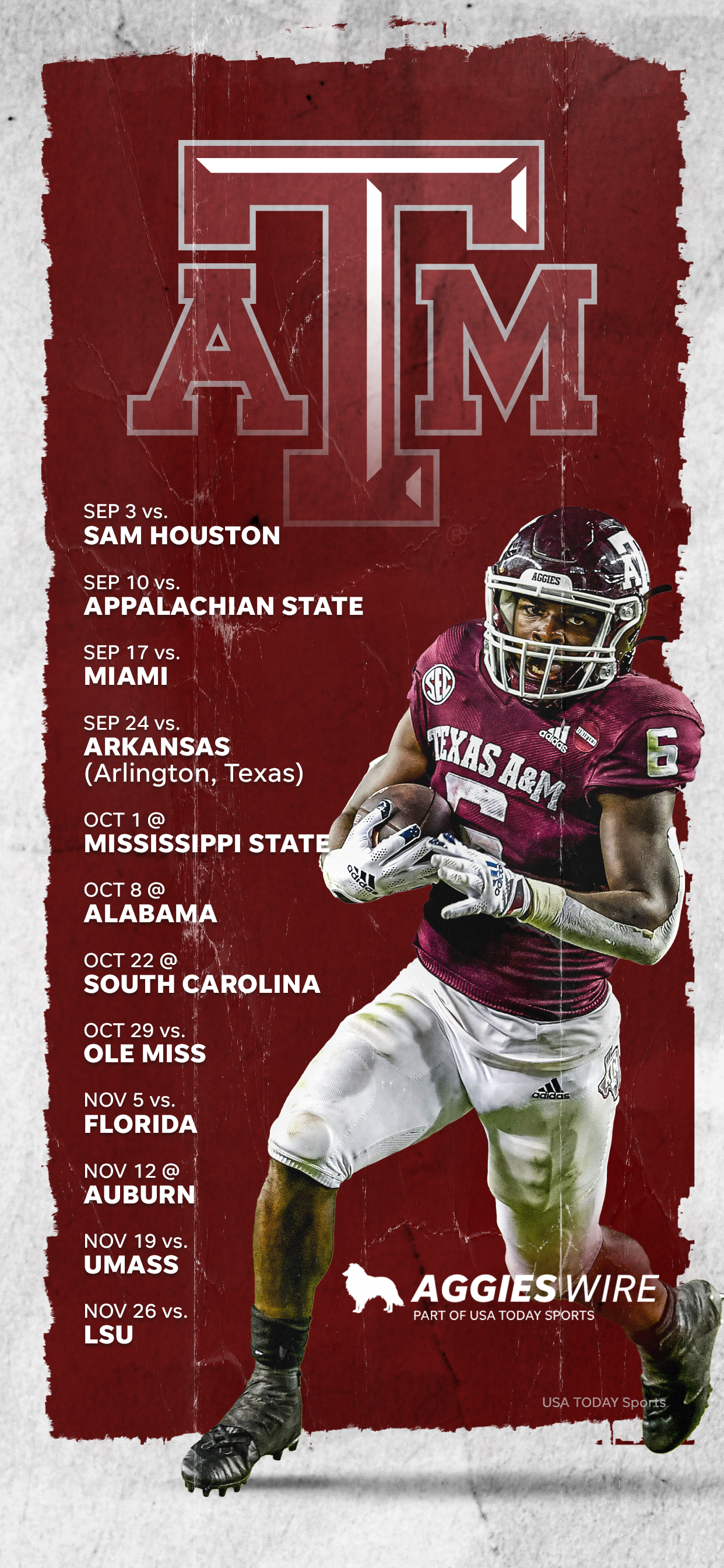 2022 Texas A M Aggies Football Schedule Downloadable Phone Wallpaper