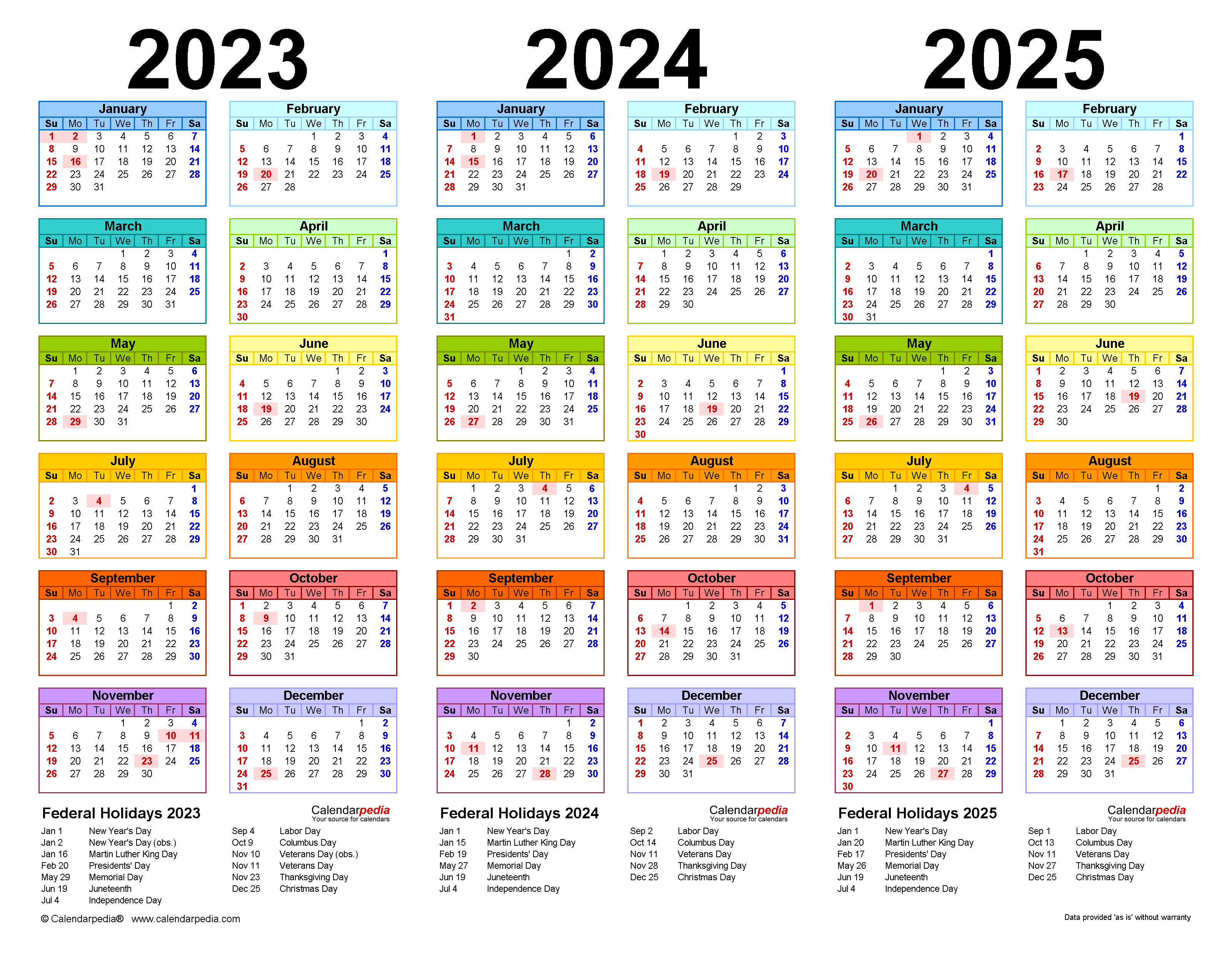 3 Year Calendar 2023 To 2025 Printable Free Printable Templates