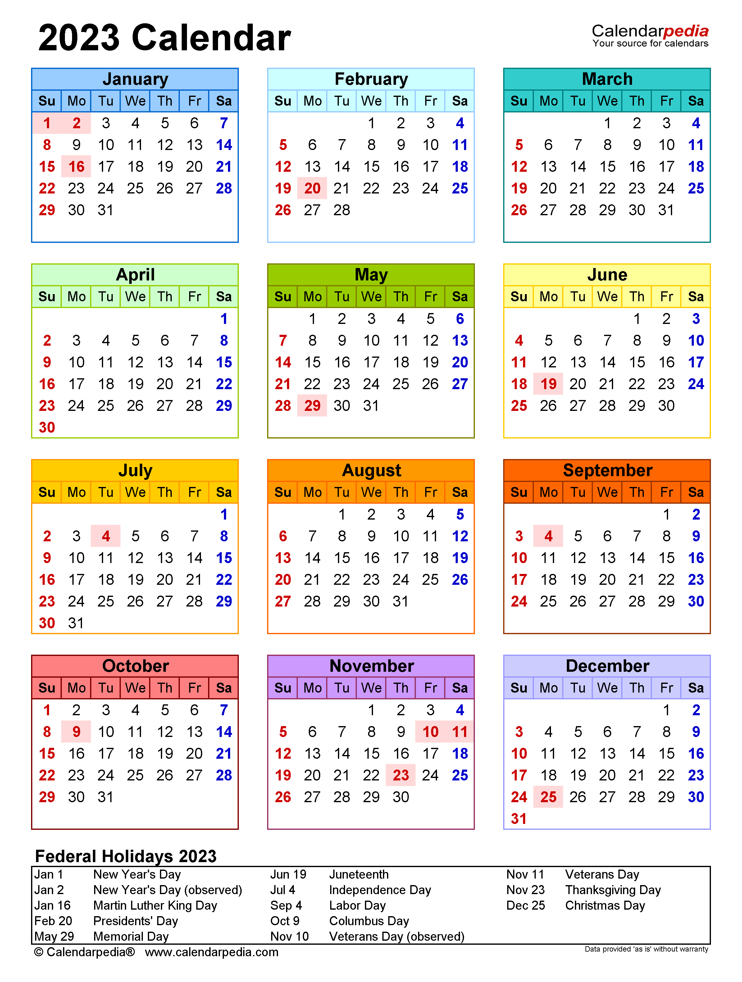 2023 Pocket Calendar Printable