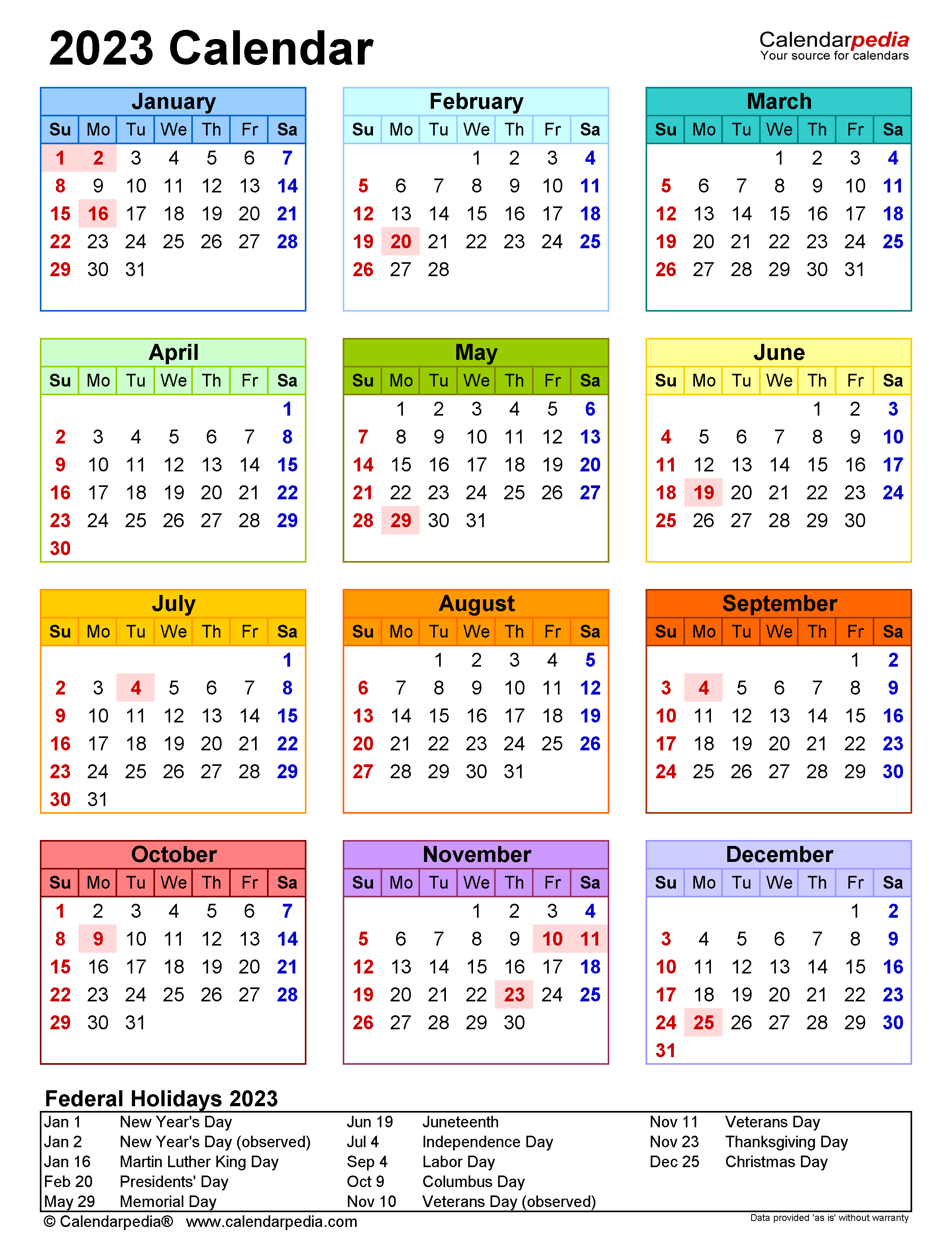 Free Printable Pocket Calendar 2023