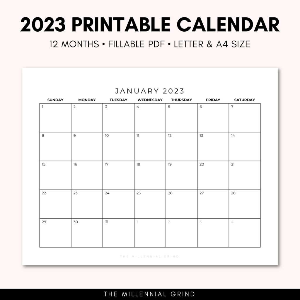 2023 Blank Calendar Printable Free Printable Templates