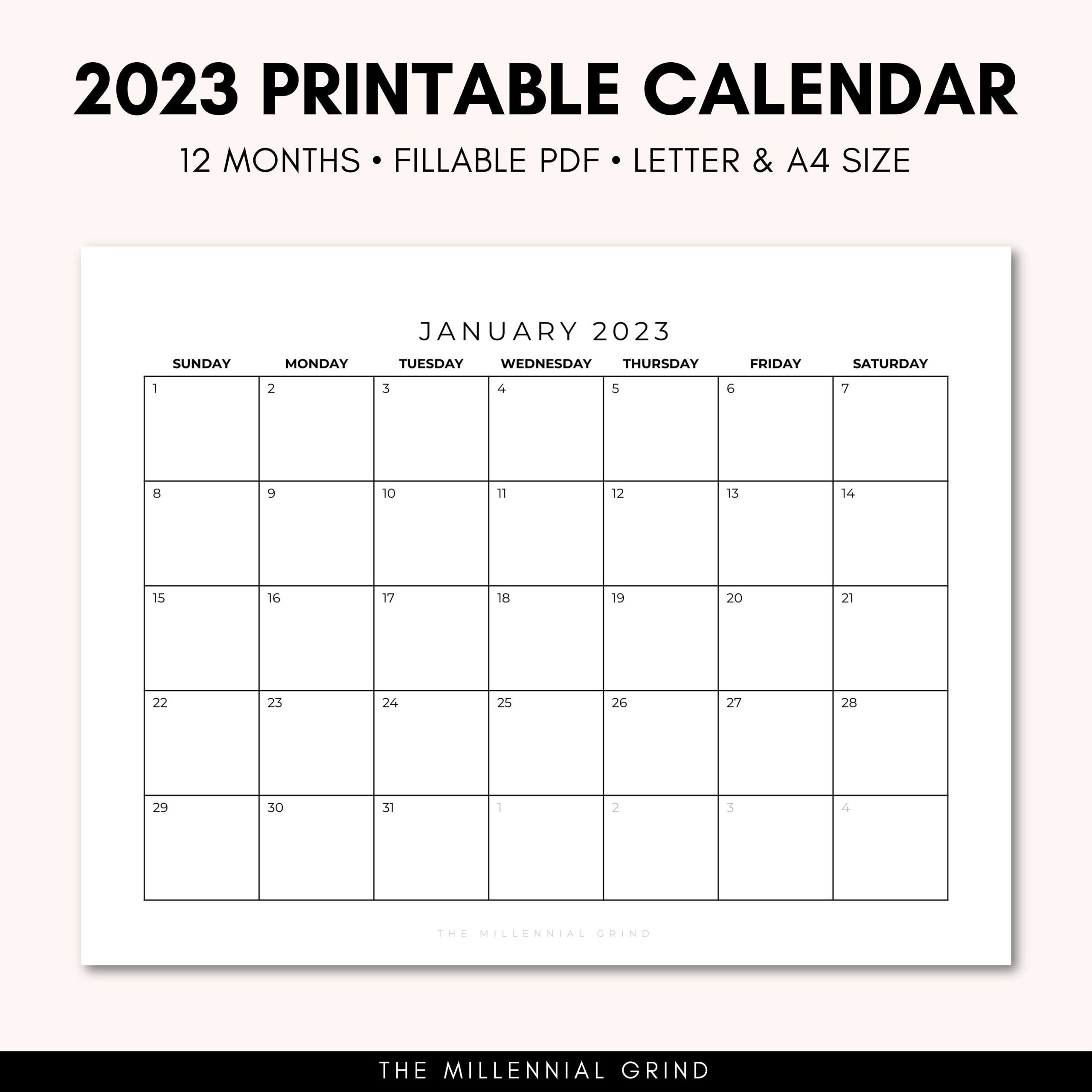 Printable Monthly Calendar For 2023