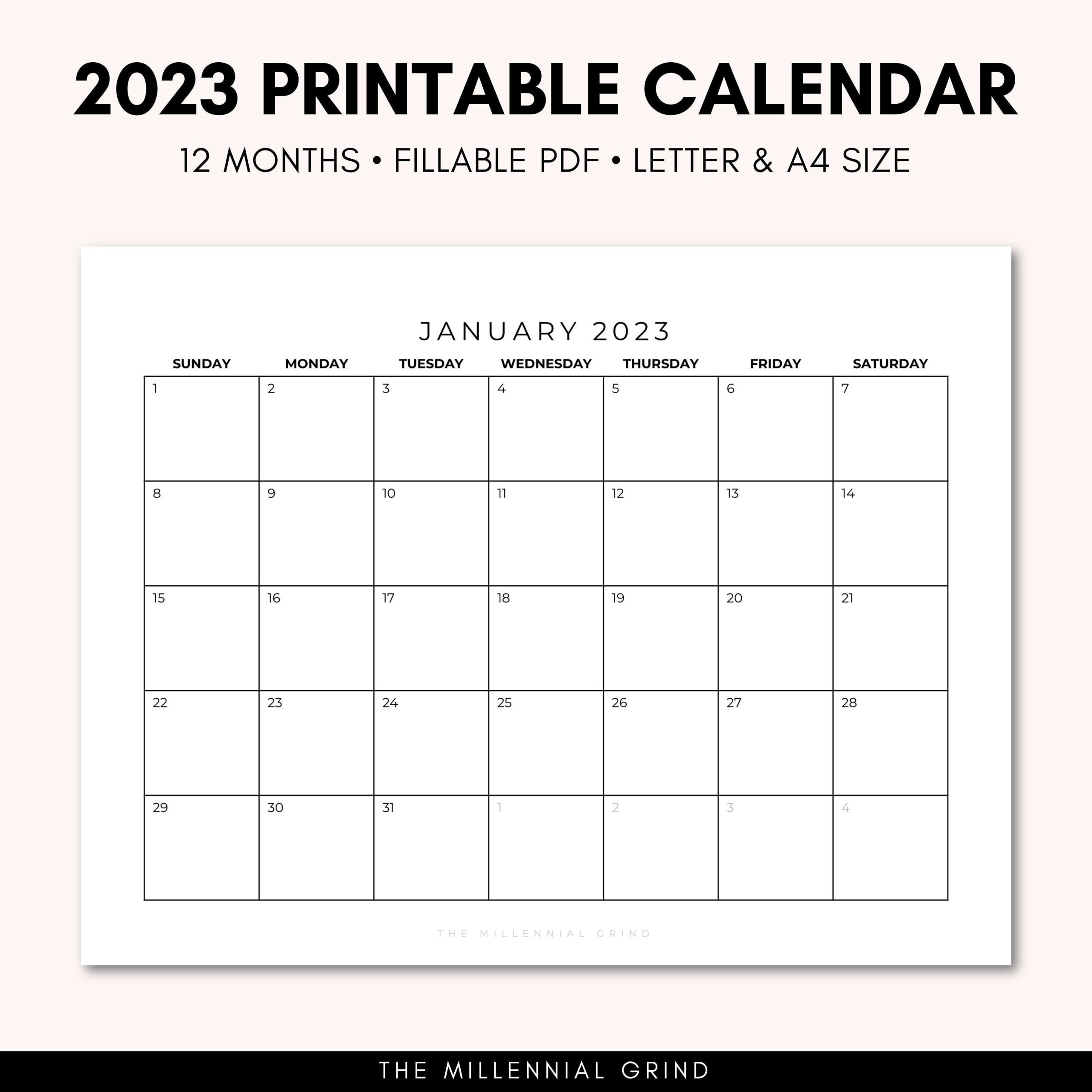 Blank Printable Calendar 2023