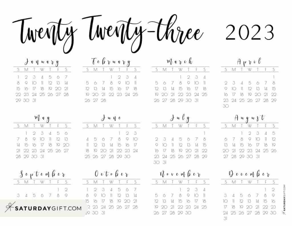 2023 Calendar Printable Cute Free 2023 Yearly Calendar Templates