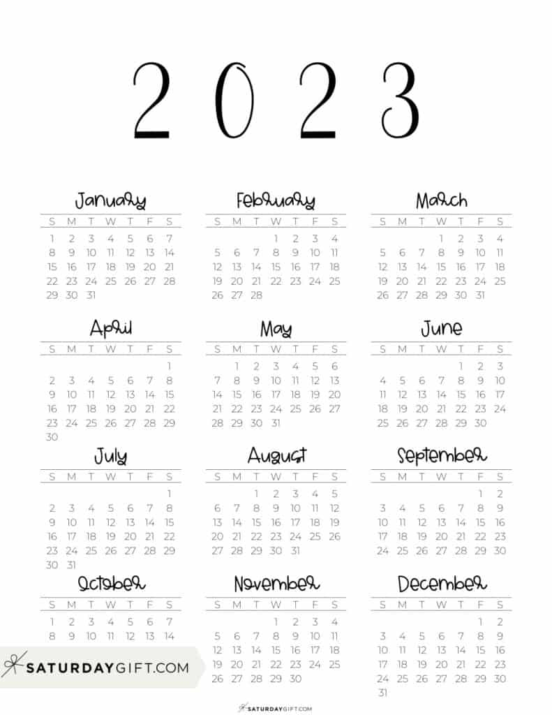 Printable Mini Calendar 2023