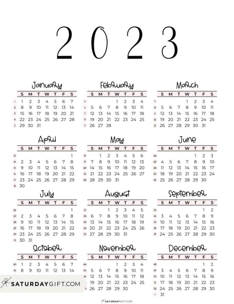 Free Printable 2023 Yearly Calendar Printable