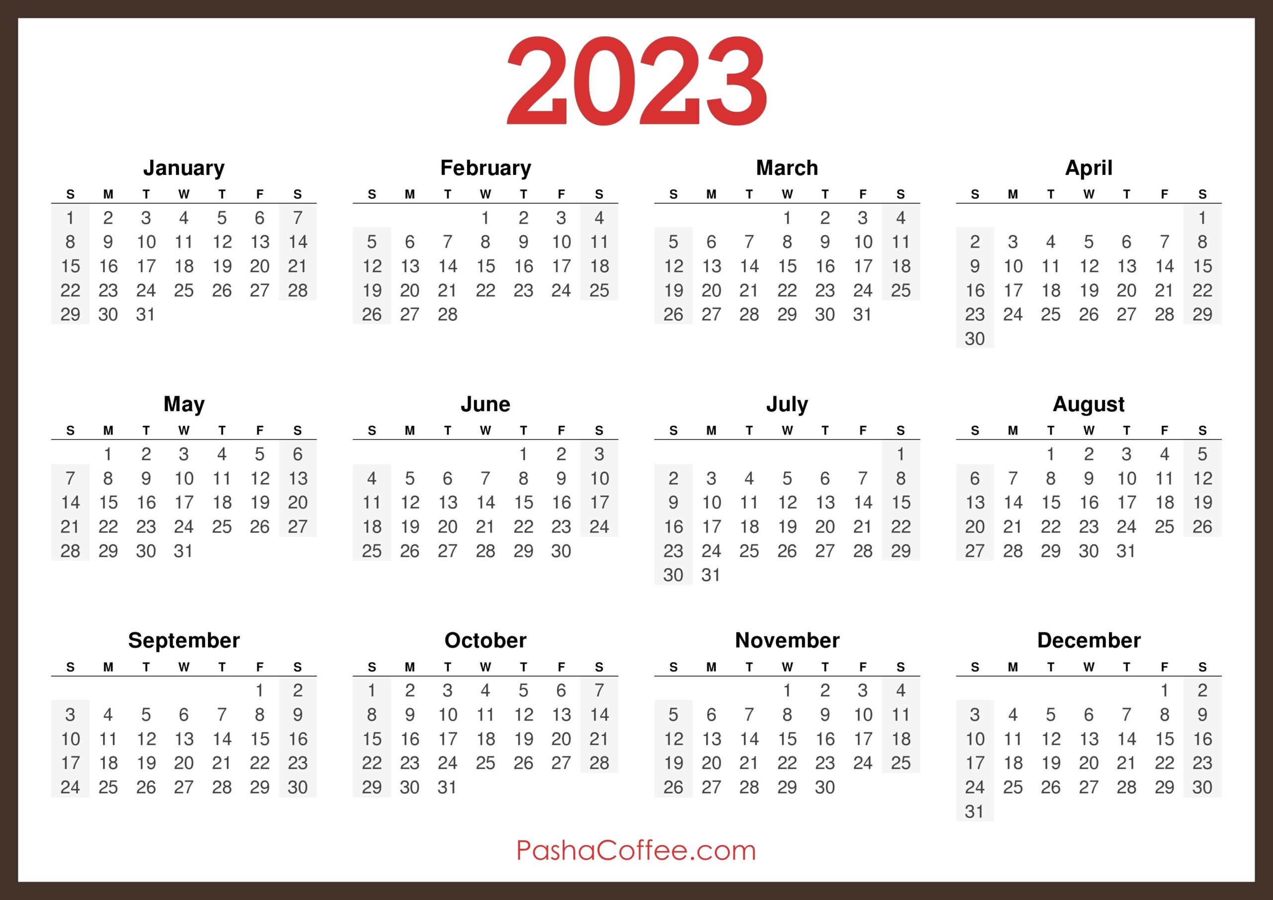 2023 Calendar Printable Pdf