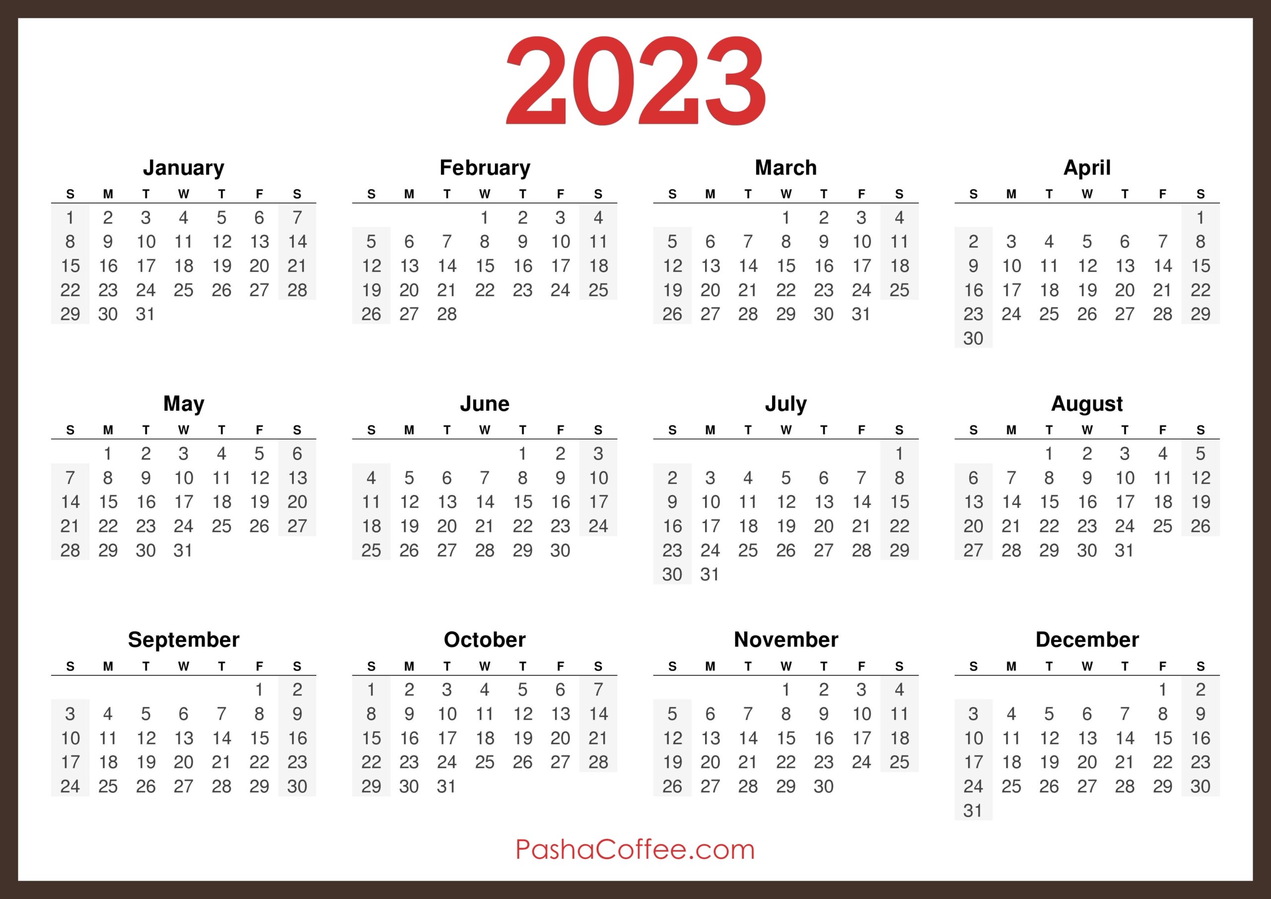 Freev 2023 Calendar Printable Pdf