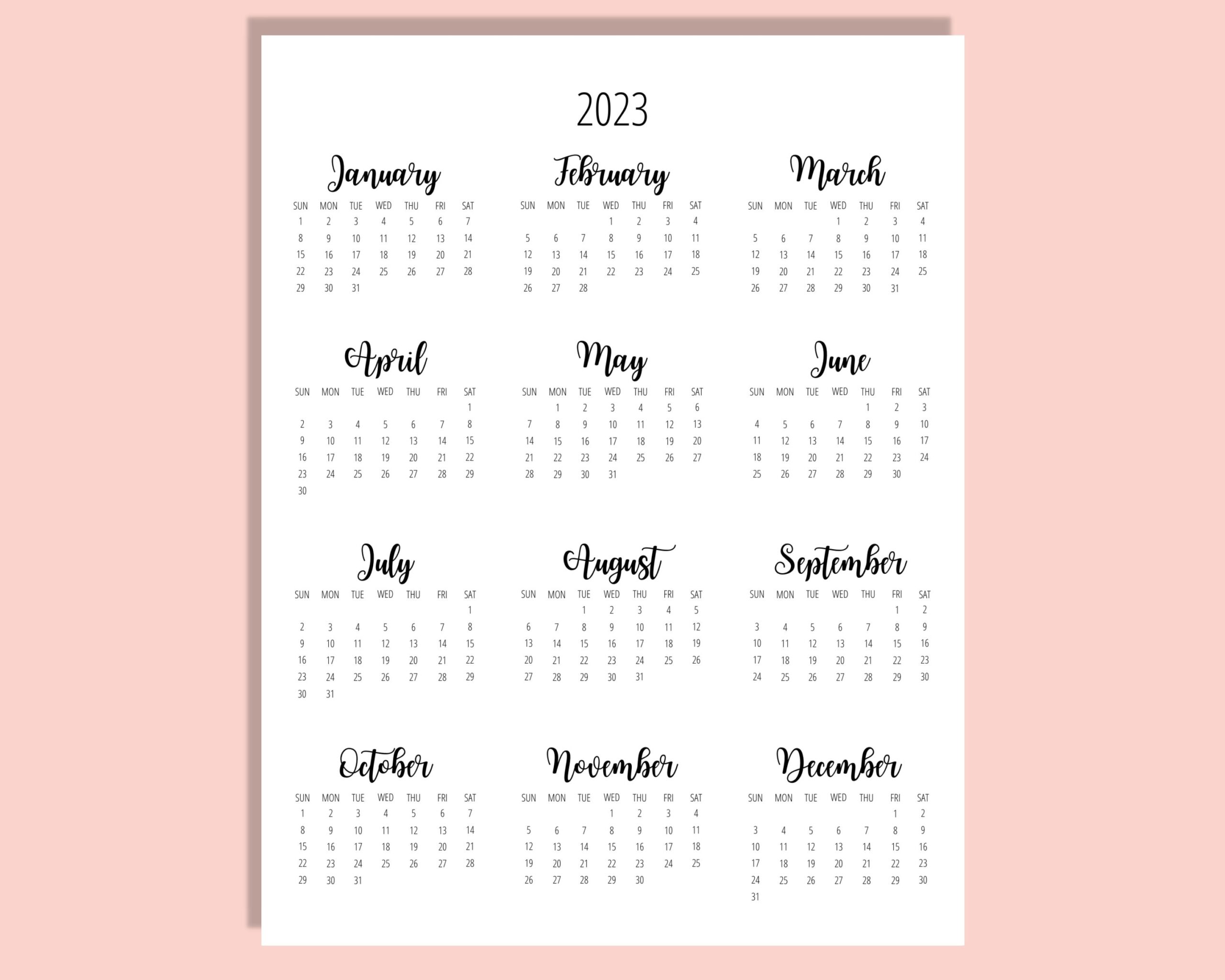 Printable Wall Calendar 2023
