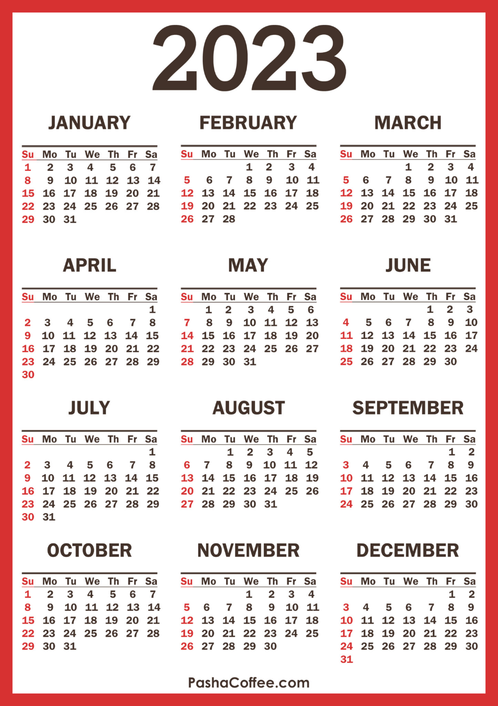 Free Printable 2023 Calendar With Holidays