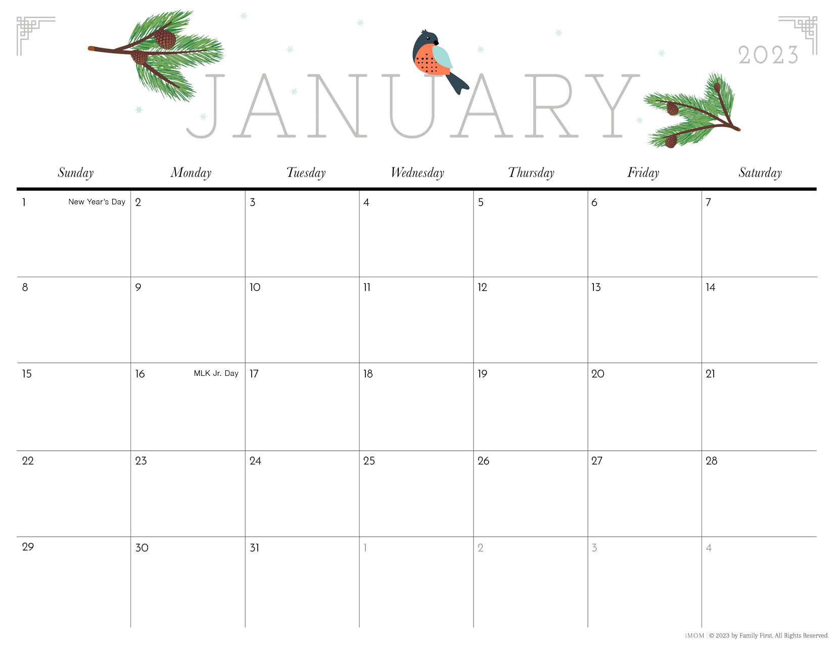 Printable Calendar 2023 Cute