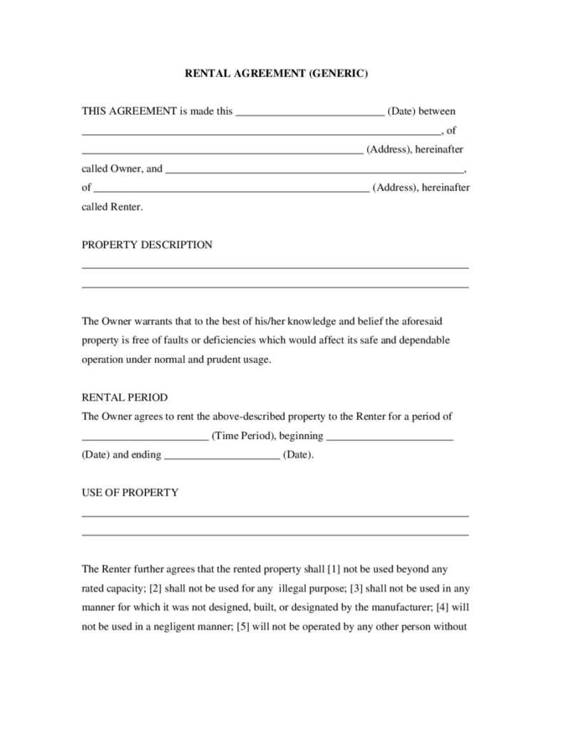 2023 Rental Agreement Fillable Printable PDF Forms Handypdf
