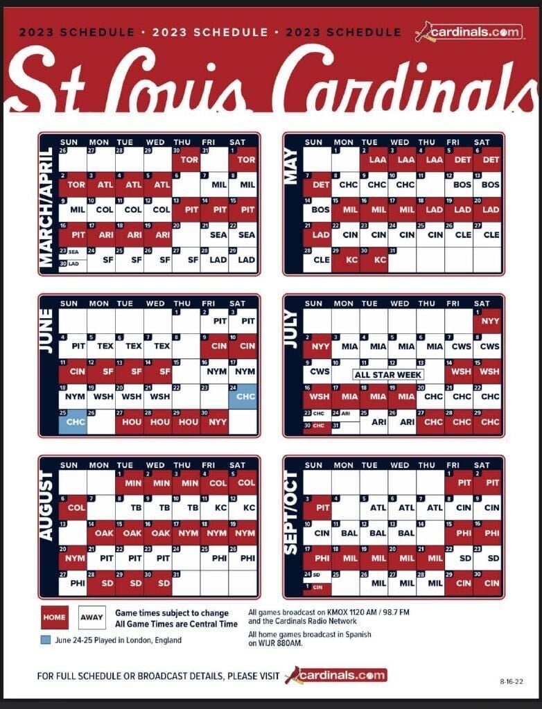 2023 St Louis Cardinals Schedule