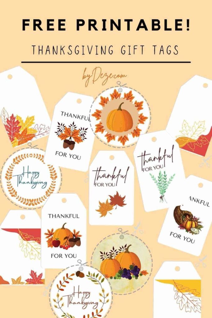 21 Festive Free THANKSGIVING Gift Tags Printable ByDeze