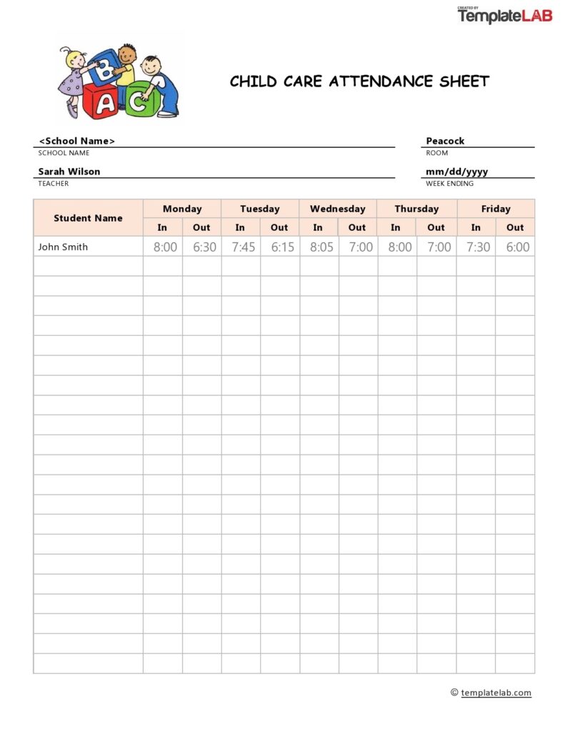 Attendance Sheet Free Printable