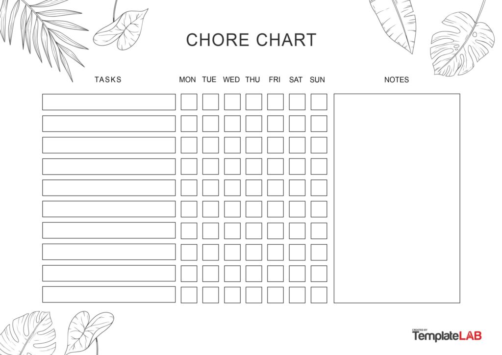 24 FREE Chore Chart Templates For Kids TemplateLab