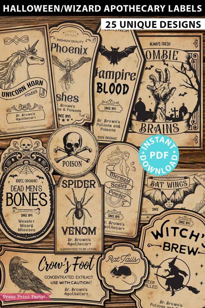 Free Printable Halloween Apothecary Labels