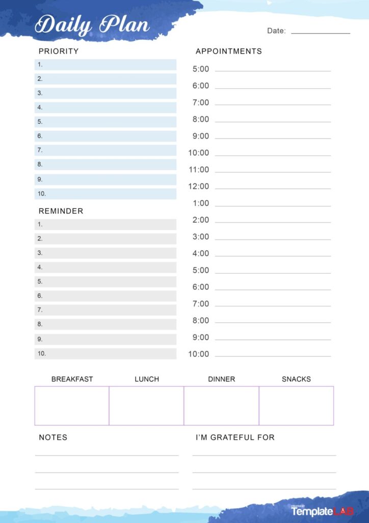 Free Daily Schedule Template Printable