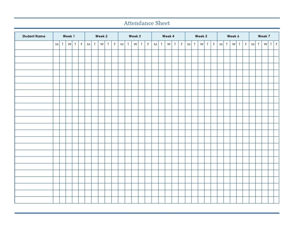 Free Printable Attendance Sheet