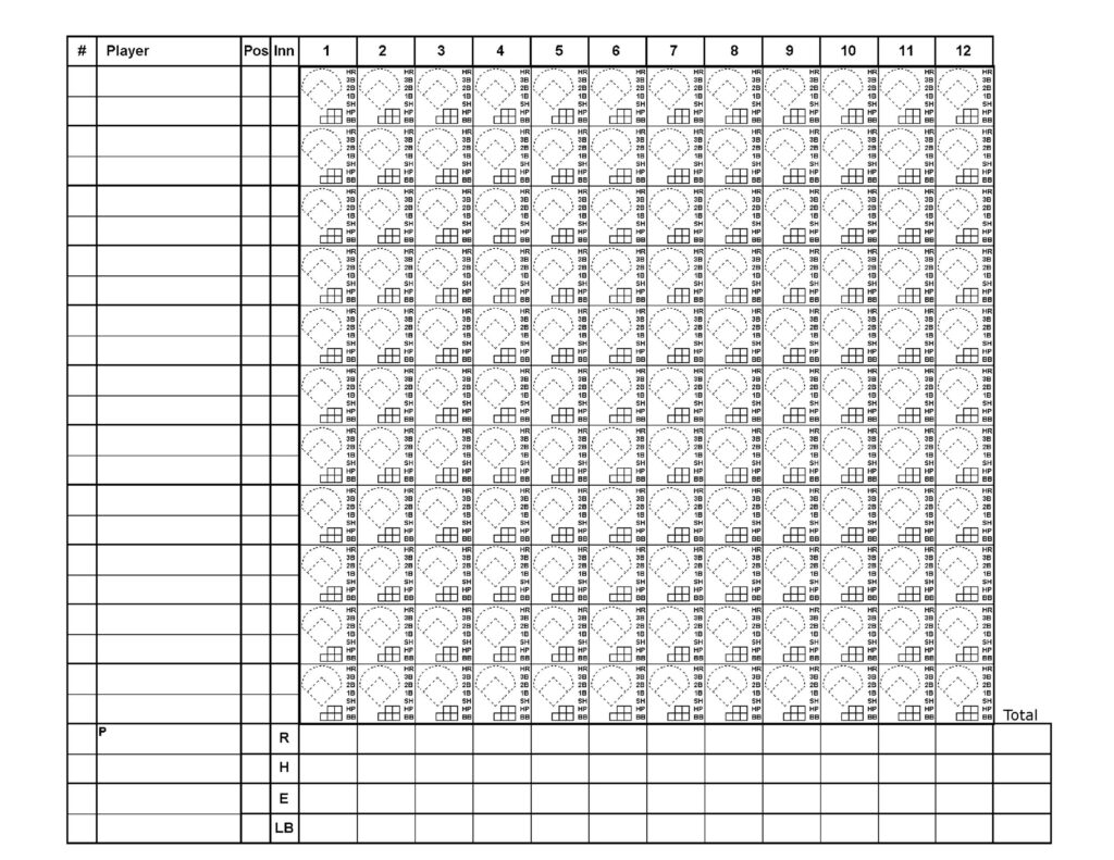 30 Printable Baseball Scoresheet Scorecard Templates TemplateLab