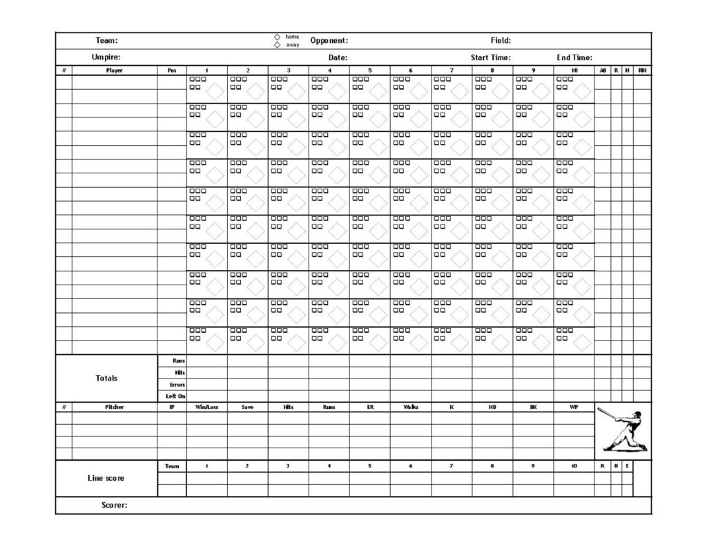 30 Printable Baseball Scoresheet Scorecard Templates TemplateLab